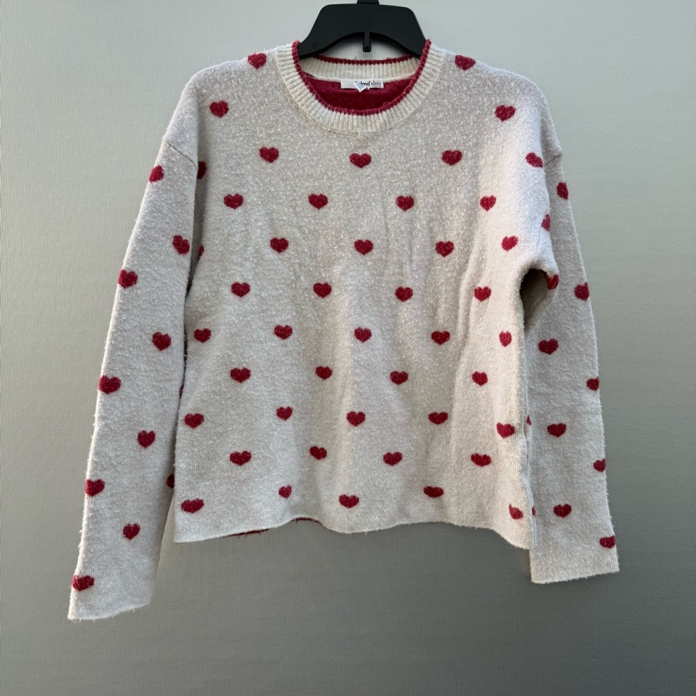 Splendid Lolly Heart‎ Sweater Cozy Heart Pattern Sweater Size Small Wool Blend